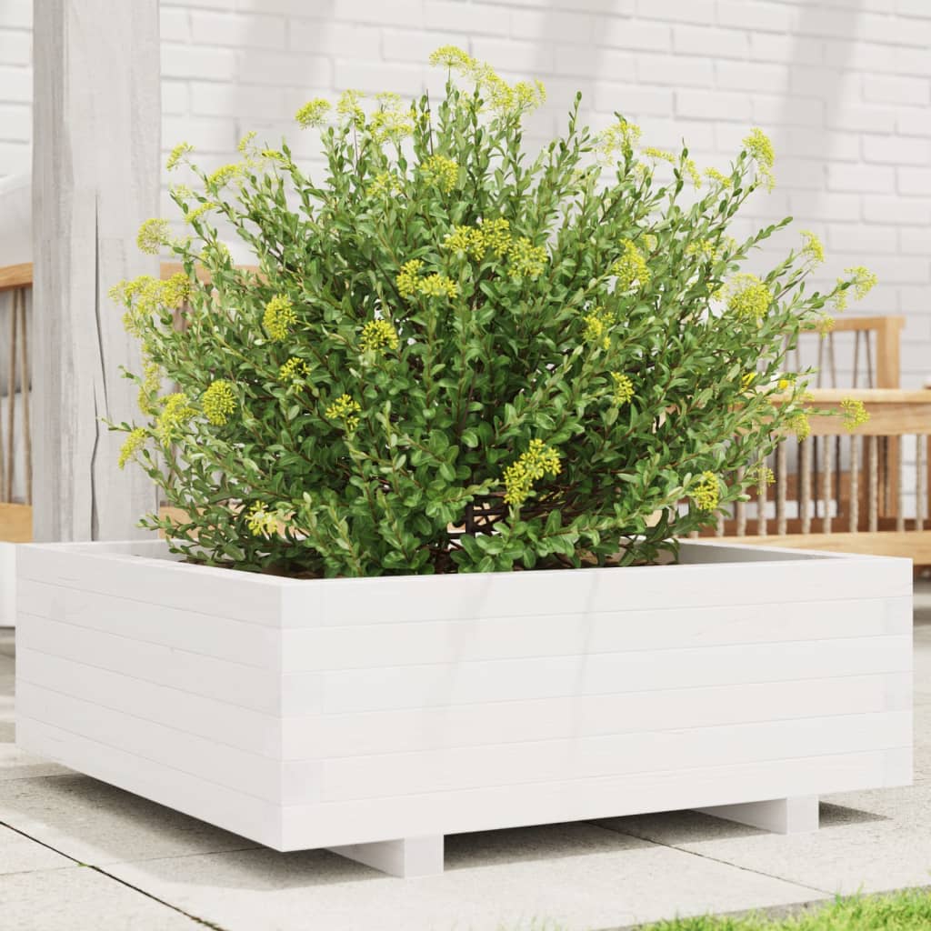 Plantenbak 70x70x26,5 cm massief grenenhout wit is nu te koop bij PeponiXL, paradijselijk wonen!
