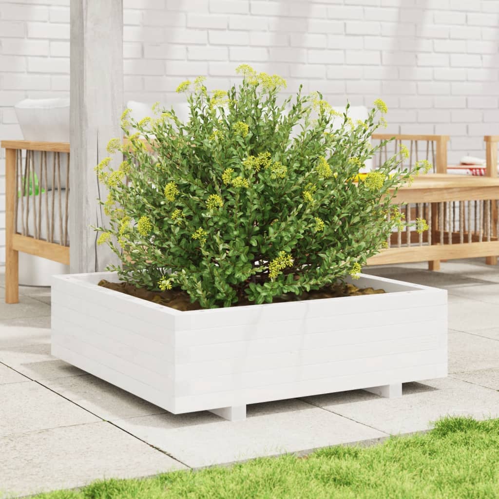 Plantenbak 80x80x26,5 cm massief grenenhout wit is nu te koop bij PeponiXL, paradijselijk wonen!
