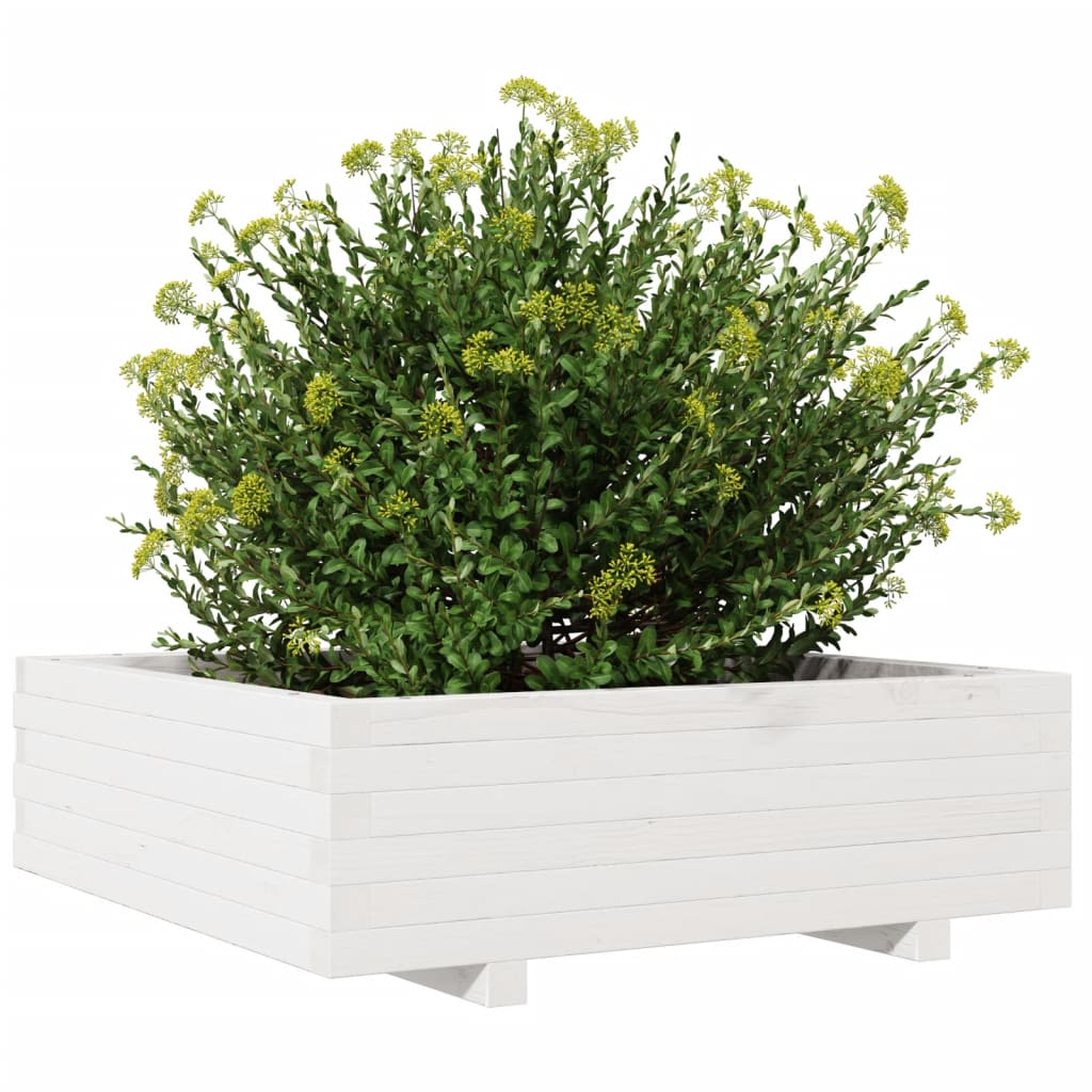 Plantenbak 80x80x26,5 cm massief grenenhout wit is nu te koop bij PeponiXL, paradijselijk wonen!