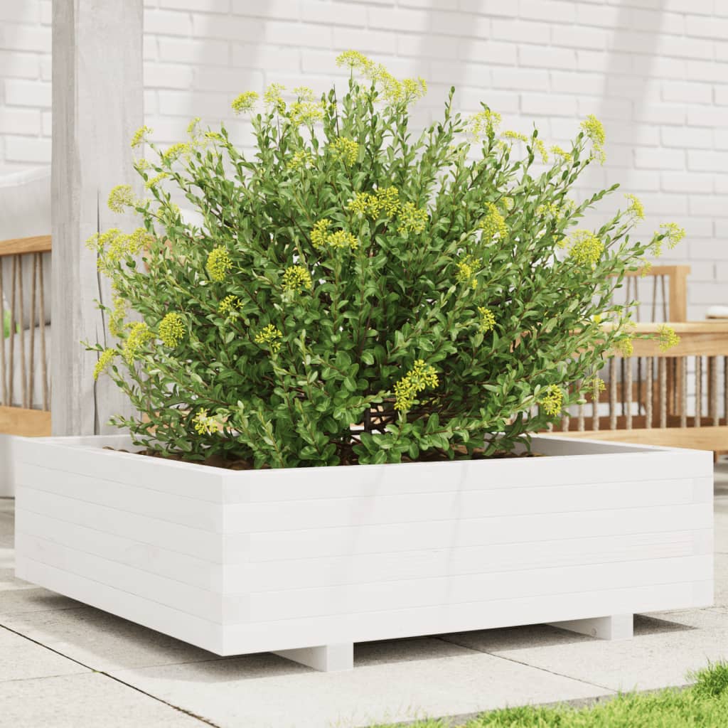 Plantenbak 80x80x26,5 cm massief grenenhout wit is nu te koop bij PeponiXL, paradijselijk wonen!