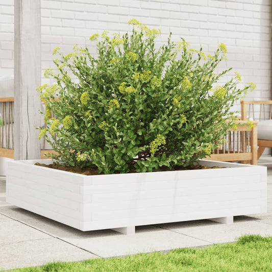 Plantenbak 100x100x26,5 cm massief grenenhout wit is nu te koop bij PeponiXL, paradijselijk wonen!