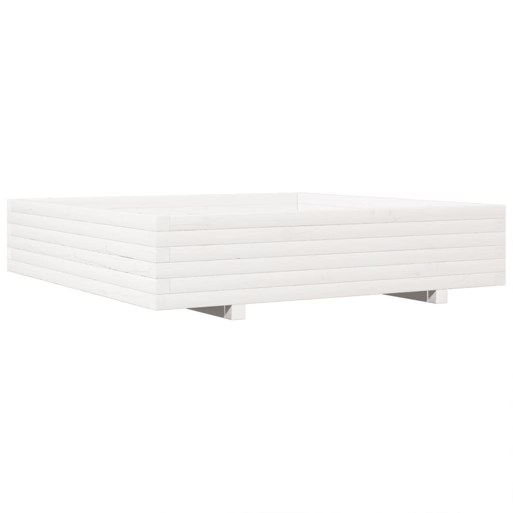 Plantenbak 110x110x26,5 cm massief grenenhout wit is nu te koop bij PeponiXL, paradijselijk wonen!
