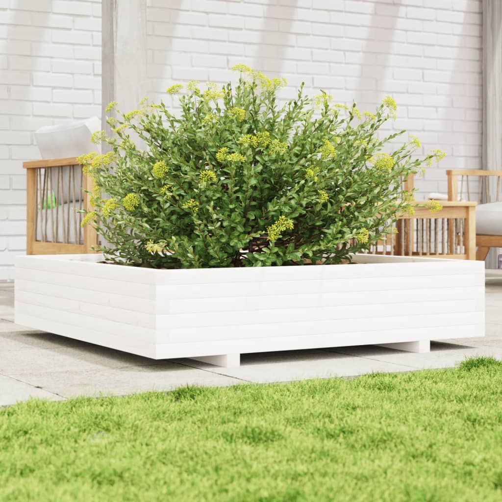 Plantenbak 110x110x26,5 cm massief grenenhout wit is nu te koop bij PeponiXL, paradijselijk wonen!