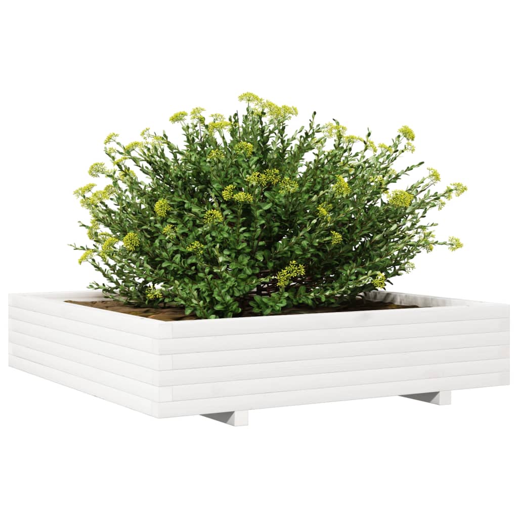 Plantenbak 110x110x26,5 cm massief grenenhout wit is nu te koop bij PeponiXL, paradijselijk wonen!