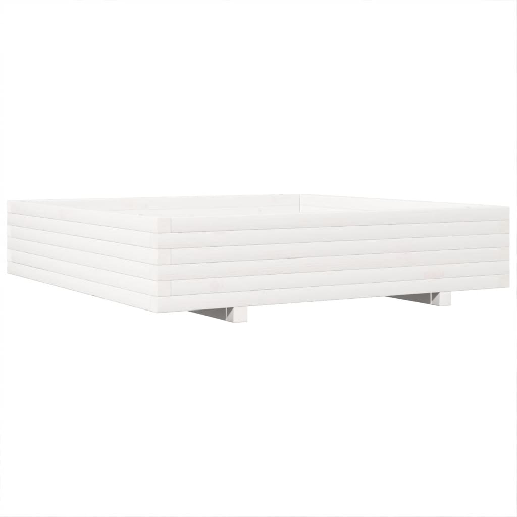 Plantenbak 110x110x26,5 cm massief grenenhout wit is nu te koop bij PeponiXL, paradijselijk wonen!