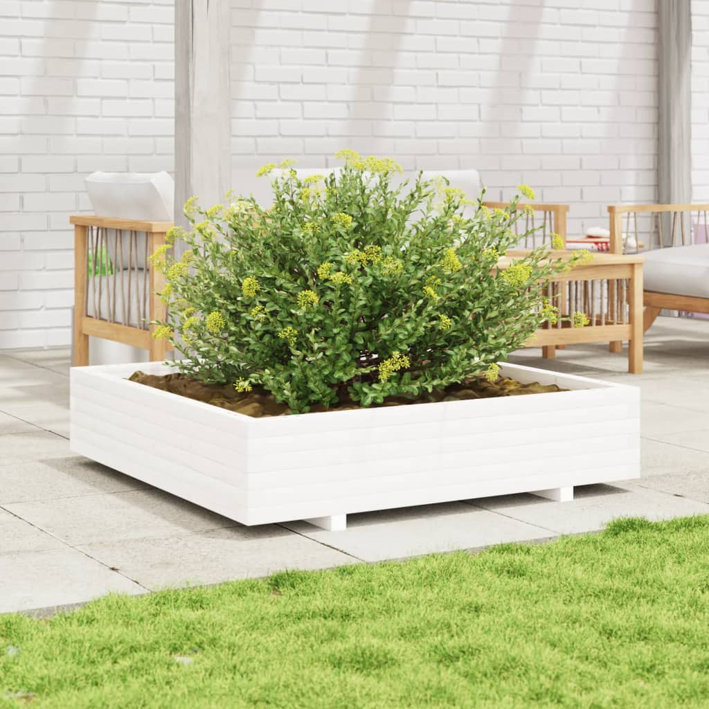 Plantenbak 110x110x26,5 cm massief grenenhout wit is nu te koop bij PeponiXL, paradijselijk wonen!