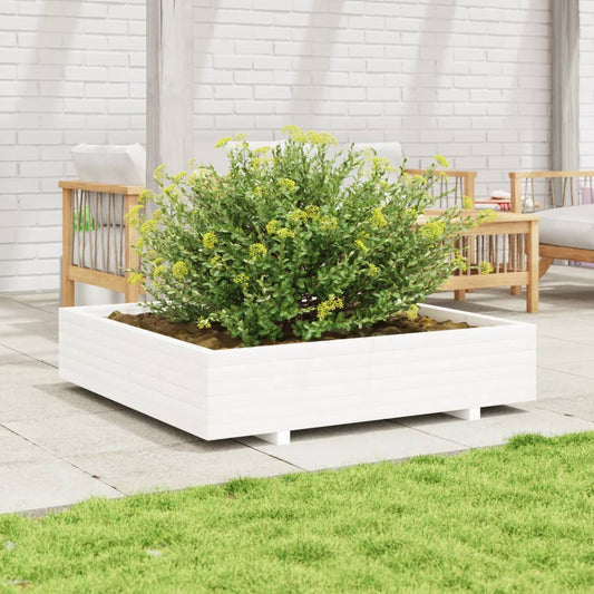 Plantenbak 110x110x26,5 cm massief grenenhout wit is nu te koop bij PeponiXL, paradijselijk wonen!