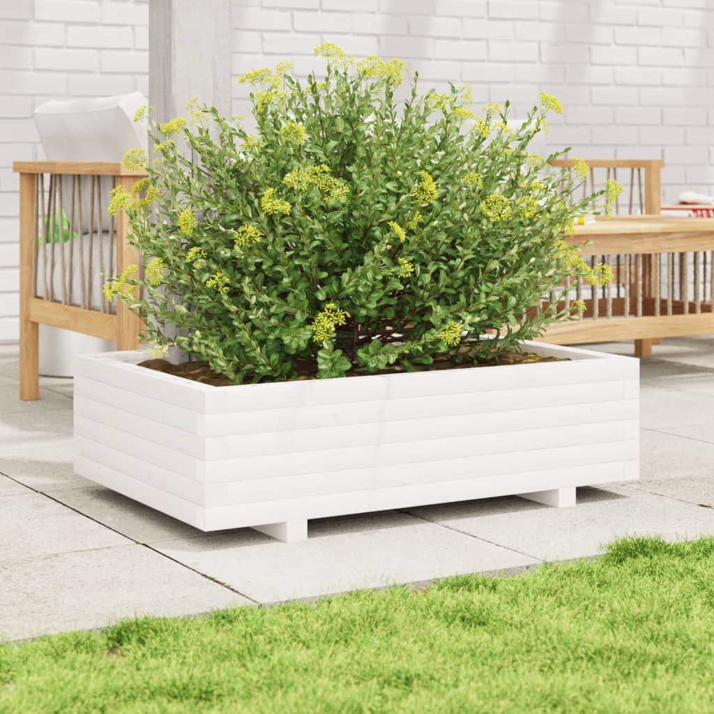 Plantenbak 90x60x26,5 cm massief grenenhout wit is nu te koop bij PeponiXL, paradijselijk wonen!