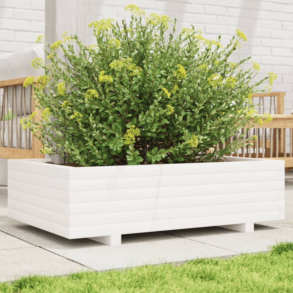 Plantenbak 90x60x26,5 cm massief grenenhout wit is nu te koop bij PeponiXL, paradijselijk wonen!