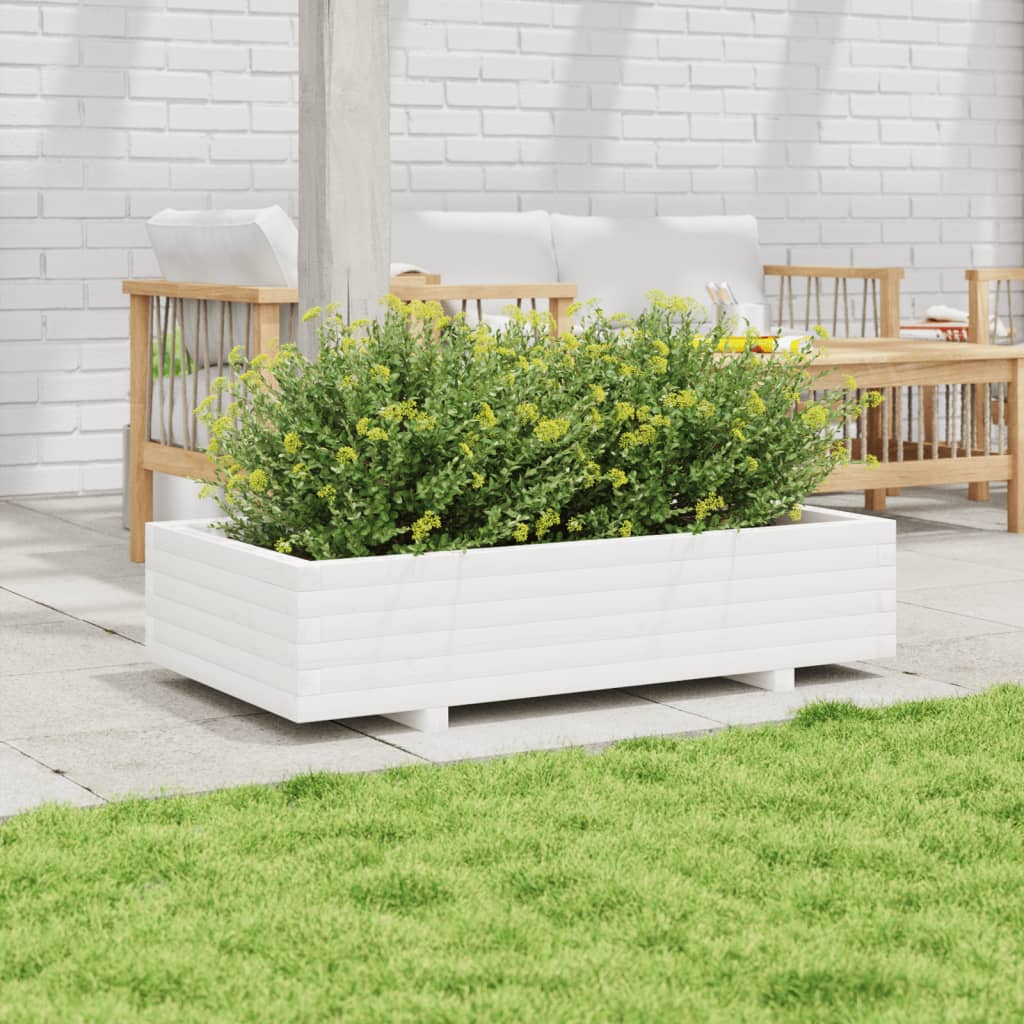 Plantenbak 110x60x26,5 cm massief grenenhout wit is nu te koop bij PeponiXL, paradijselijk wonen!