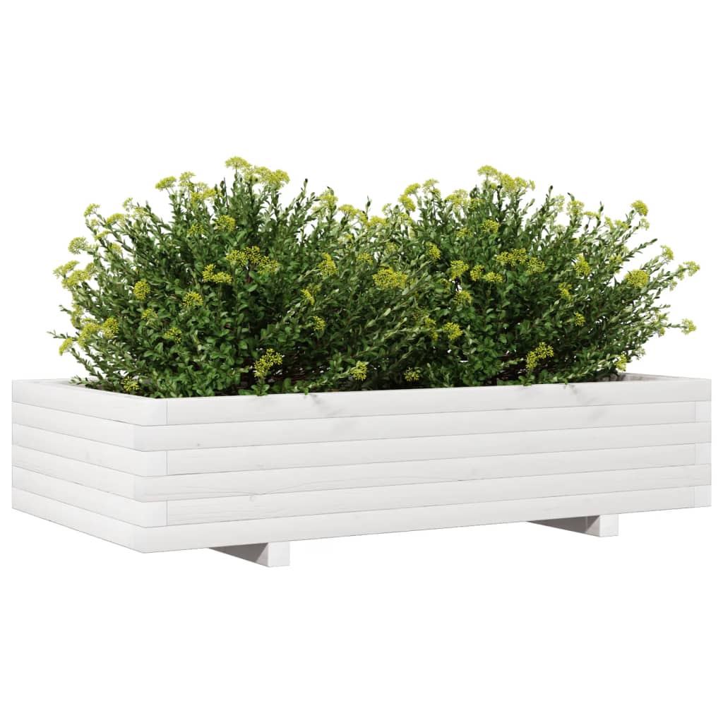 Plantenbak 110x60x26,5 cm massief grenenhout wit is nu te koop bij PeponiXL, paradijselijk wonen!