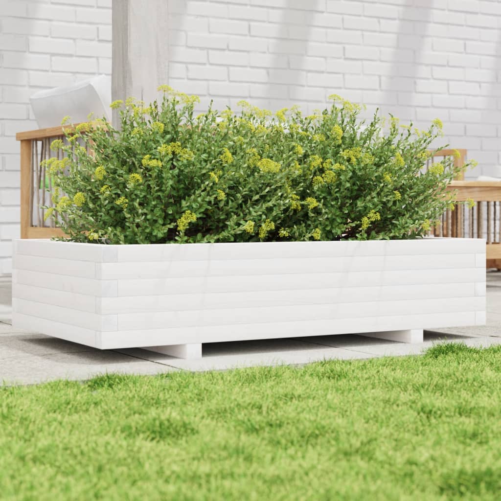 Plantenbak 110x60x26,5 cm massief grenenhout wit is nu te koop bij PeponiXL, paradijselijk wonen!