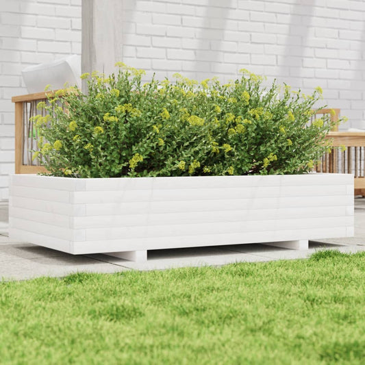Plantenbak 110x60x26,5 cm massief grenenhout wit is nu te koop bij PeponiXL, paradijselijk wonen!