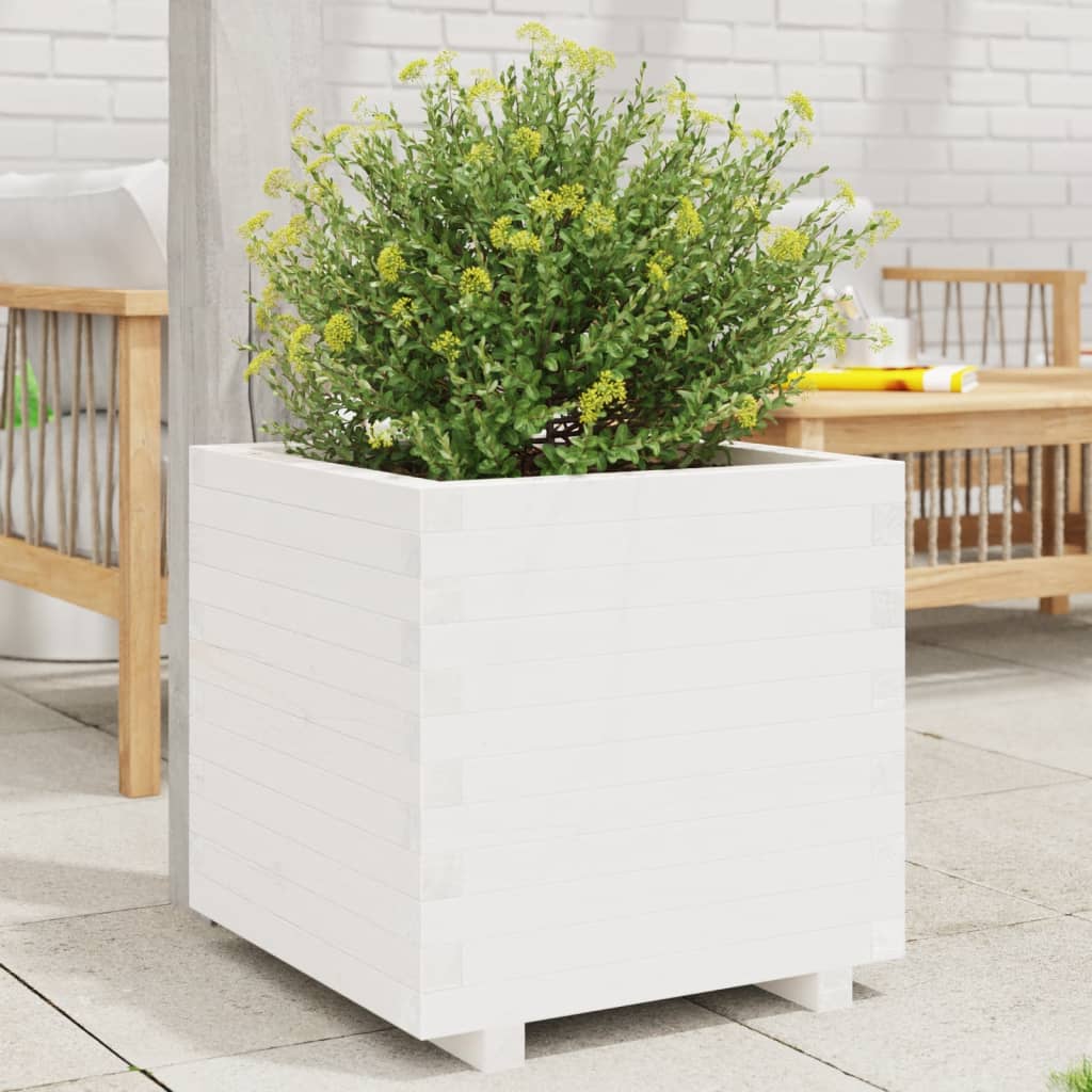 Plantenbak 50x50x49,5 cm massief grenenhout wit is nu te koop bij PeponiXL, paradijselijk wonen!