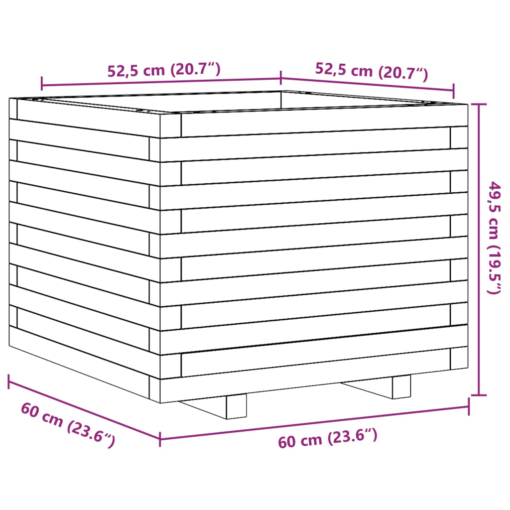 Plantenbak 60x60x49,5 cm massief grenenhout is nu te koop bij PeponiXL, paradijselijk wonen!