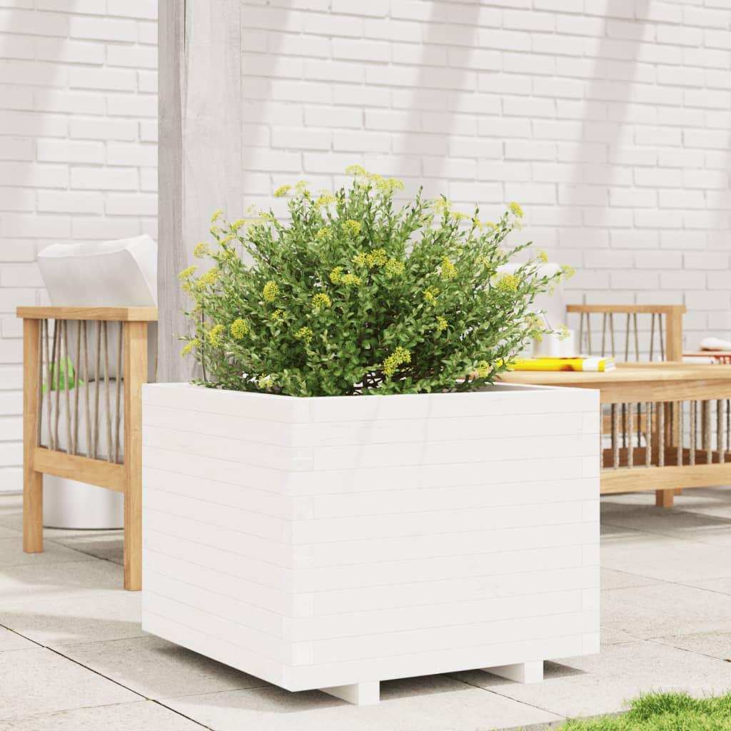 Plantenbak 60x60x49,5 cm massief grenenhout wit is nu te koop bij PeponiXL, paradijselijk wonen!