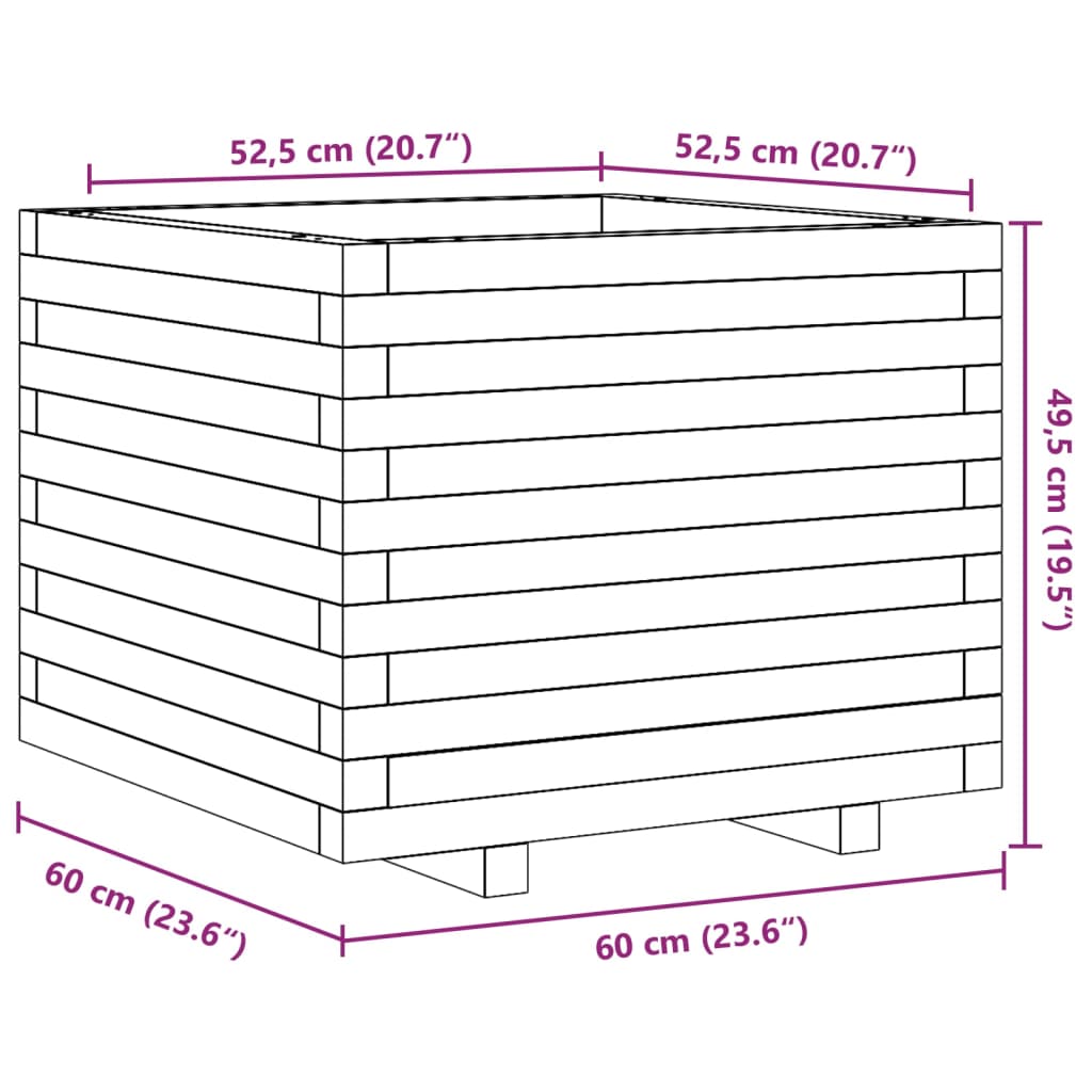 Plantenbak 60x60x49,5 cm massief grenenhout wit is nu te koop bij PeponiXL, paradijselijk wonen!