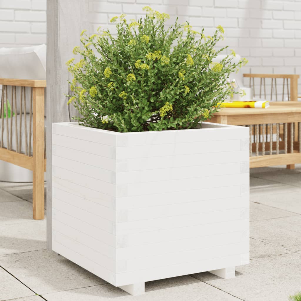 Plantenbak 60x60x49,5 cm massief grenenhout wit is nu te koop bij PeponiXL, paradijselijk wonen!