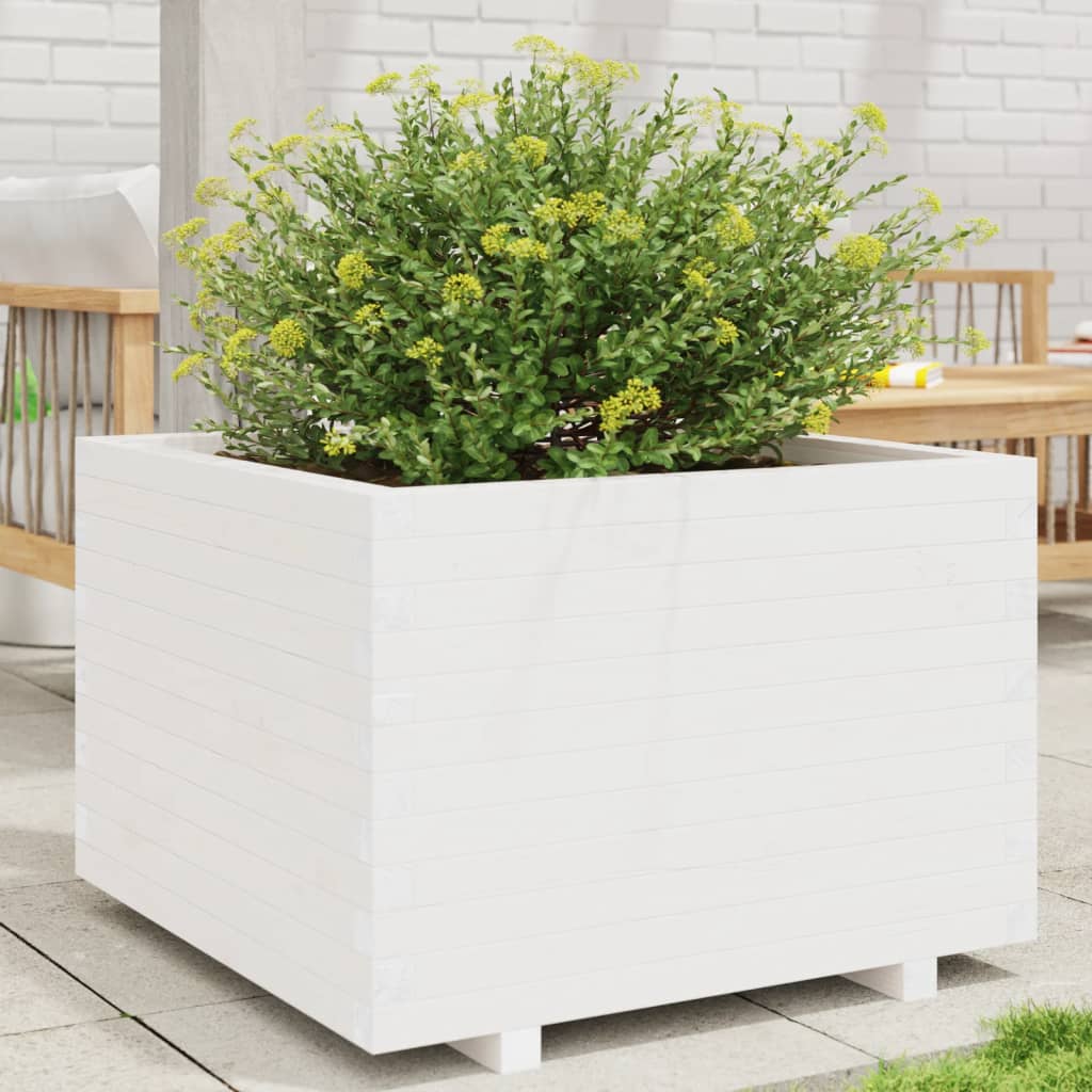 Plantenbak 70x70x49,5 cm massief grenenhout wit is nu te koop bij PeponiXL, paradijselijk wonen!