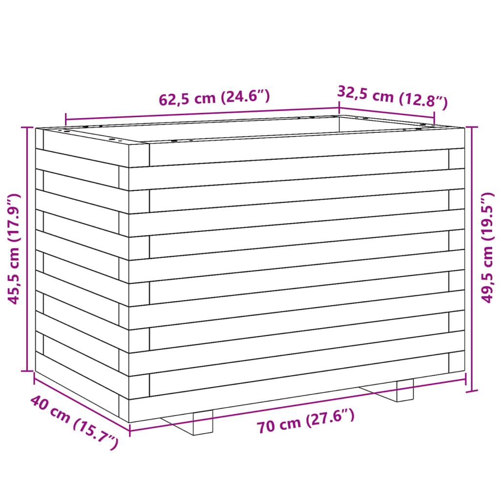 Plantenbak 70x40x49,5 cm massief grenenhout wit is nu te koop bij PeponiXL, paradijselijk wonen!