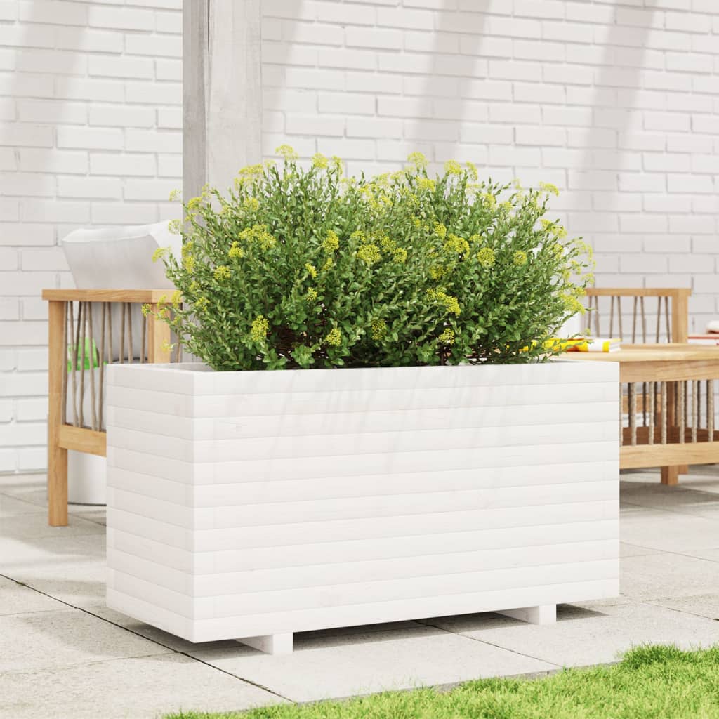 Plantenbak 90x40x49,5 cm massief grenenhout wit is nu te koop bij PeponiXL, paradijselijk wonen!
