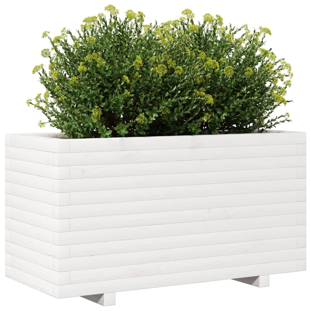 Plantenbak 90x40x49,5 cm massief grenenhout wit is nu te koop bij PeponiXL, paradijselijk wonen!