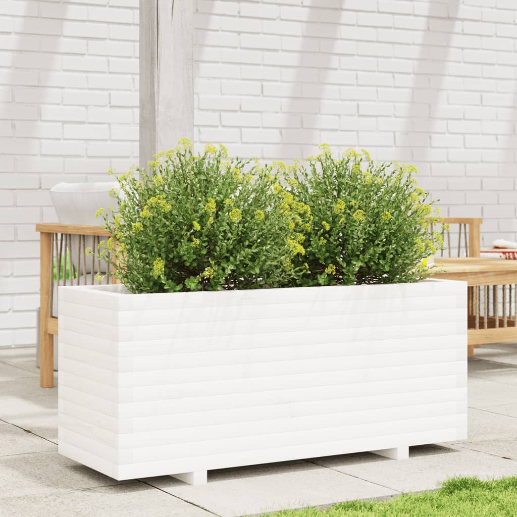 Plantenbak 110x40x49,5 cm massief grenenhout wit is nu te koop bij PeponiXL, paradijselijk wonen!