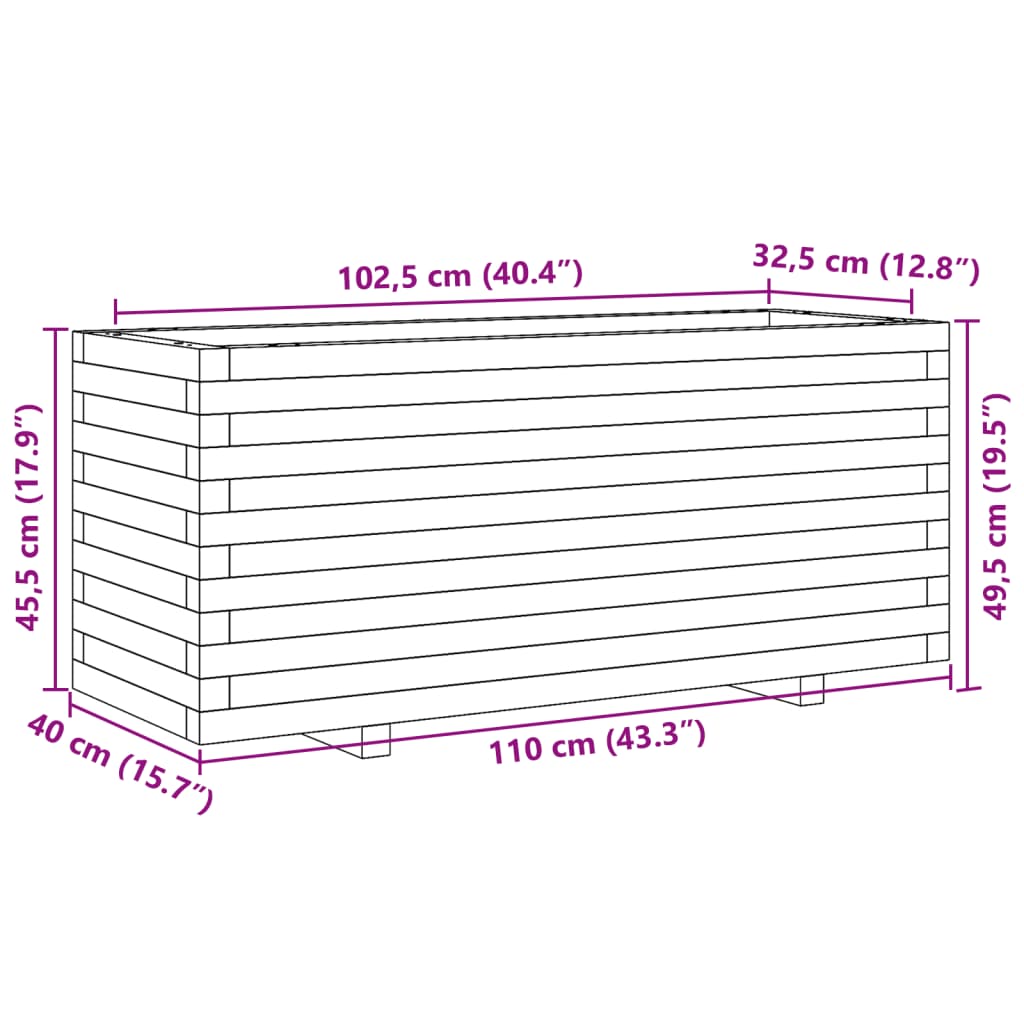 Plantenbak 110x40x49,5 cm massief grenenhout wit is nu te koop bij PeponiXL, paradijselijk wonen!