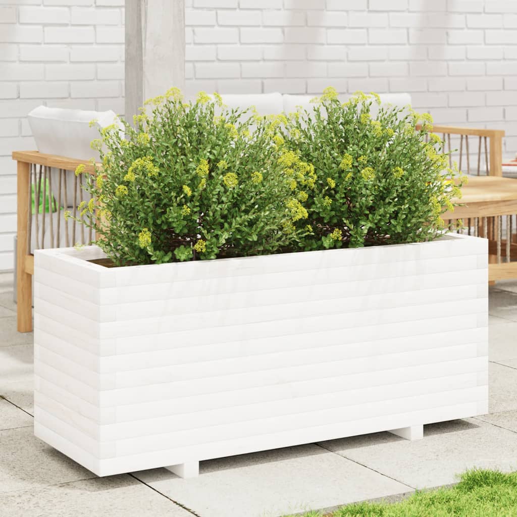 Plantenbak 110x40x49,5 cm massief grenenhout wit is nu te koop bij PeponiXL, paradijselijk wonen!
