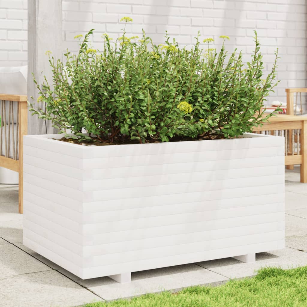 Plantenbak 90x60x49,5 cm massief grenenhout wit is nu te koop bij PeponiXL, paradijselijk wonen!