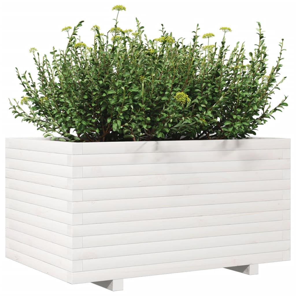 Plantenbak 90x60x49,5 cm massief grenenhout wit is nu te koop bij PeponiXL, paradijselijk wonen!