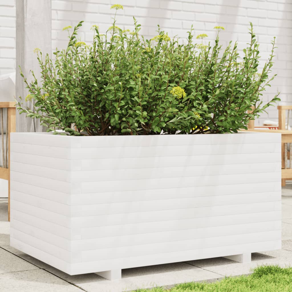 Plantenbak 90x60x49,5 cm massief grenenhout wit is nu te koop bij PeponiXL, paradijselijk wonen!