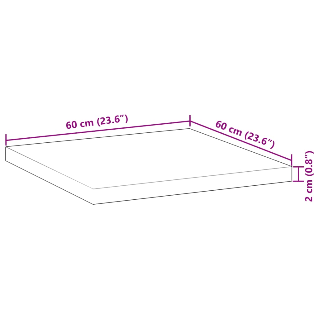 Tafelblad vierkant 60x60x2 cm massief acaciahout is nu te koop bij PeponiXL, paradijselijk wonen!