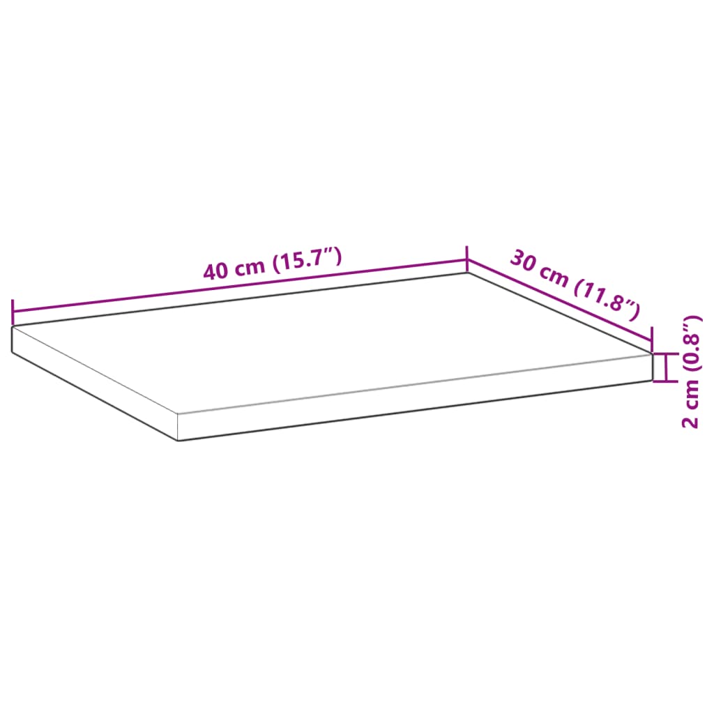 Tafelblad rechthoekig 40x30x2 cm massief acaciahout is nu te koop bij PeponiXL, paradijselijk wonen!