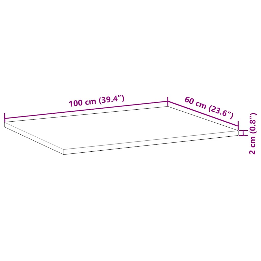 Tafelblad rechthoekig 100x60x2 cm massief acaciahout is nu te koop bij PeponiXL, paradijselijk wonen!