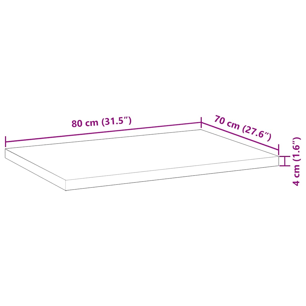 Tafelblad rechthoekig 80x70x4 cm massief acaciahout is nu te koop bij PeponiXL, paradijselijk wonen!