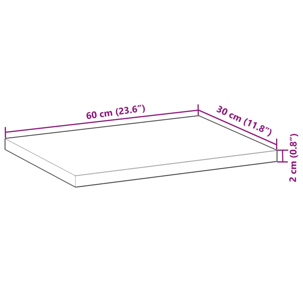 Tafelblad rechthoekig 60x30x2 cm massief acaciahout is nu te koop bij PeponiXL, paradijselijk wonen!