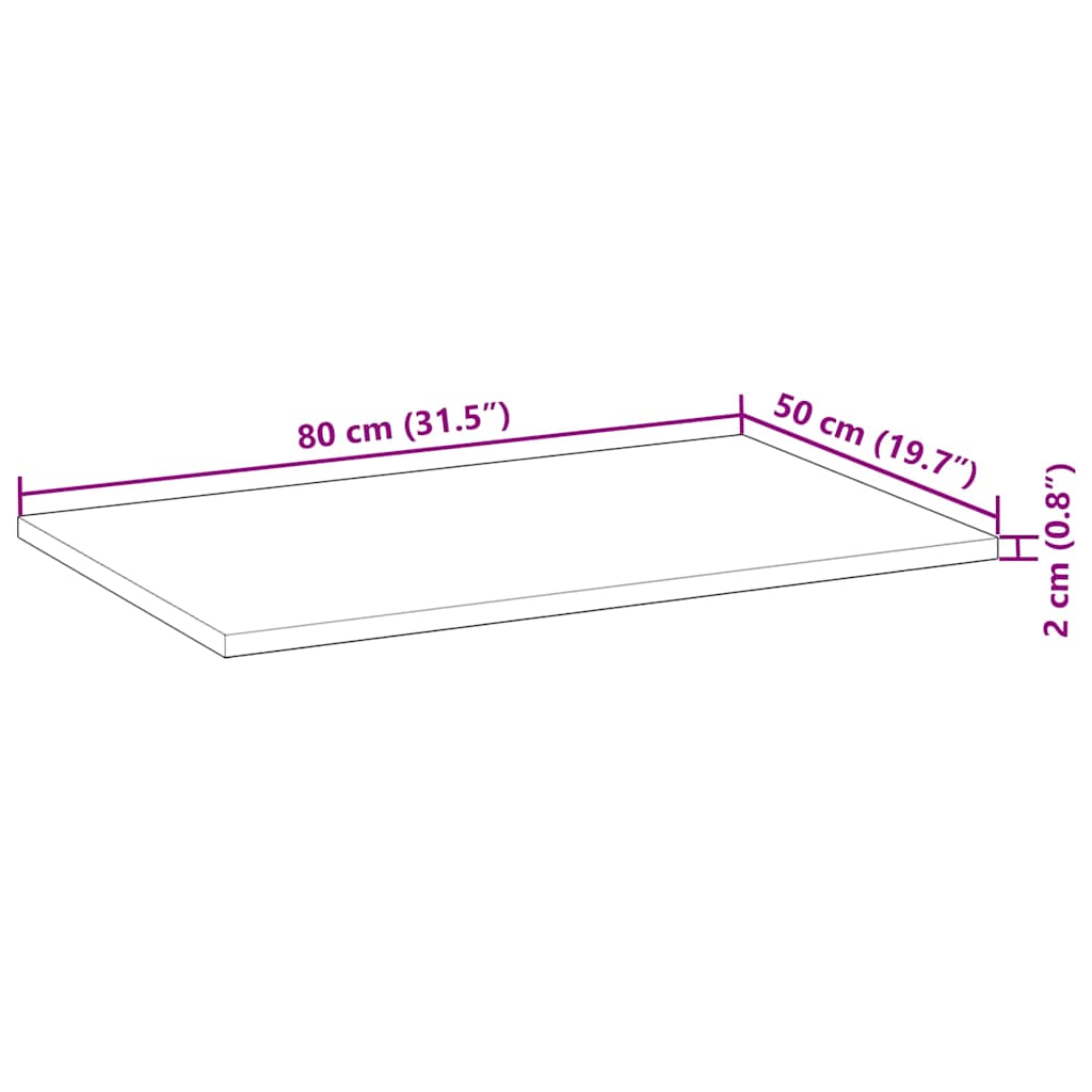 Tafelblad rechthoekig 80x50x2 cm massief acaciahout is nu te koop bij PeponiXL, paradijselijk wonen!