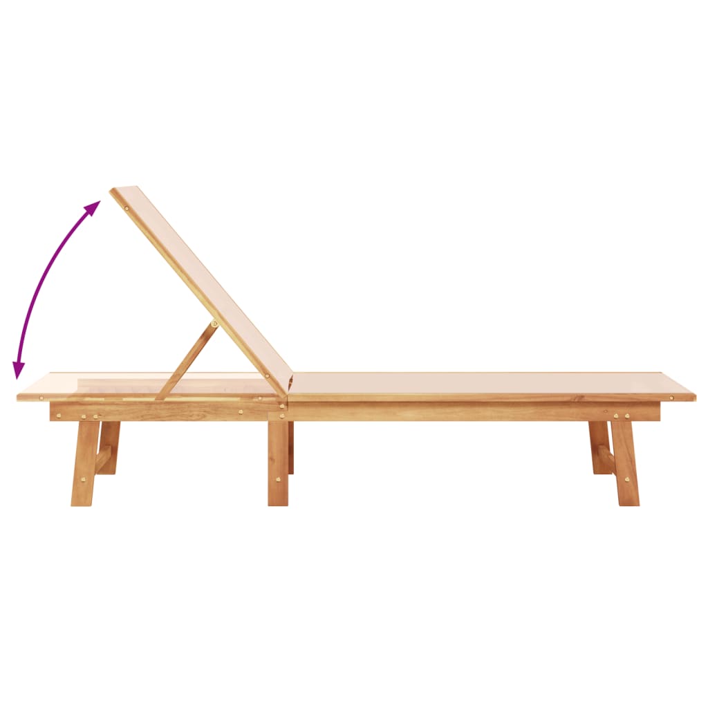 Ligbed met tafel massief acaciahout en textileen crèmekleurig is nu te koop bij PeponiXL, paradijselijk wonen!