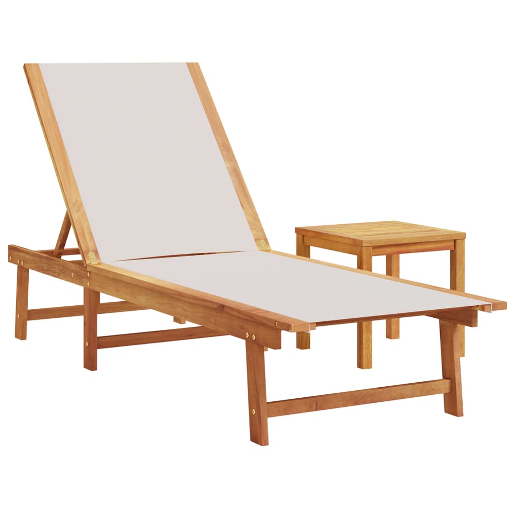Ligbed met tafel massief acaciahout en textileen grijs is nu te koop bij PeponiXL, paradijselijk wonen!