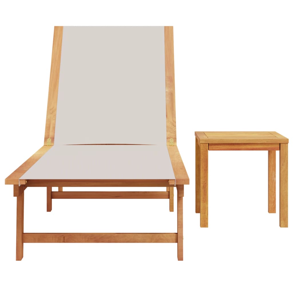 Ligbed met tafel massief acaciahout en textileen grijs is nu te koop bij PeponiXL, paradijselijk wonen!