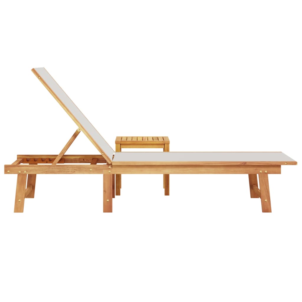 Ligbed met tafel massief acaciahout en textileen grijs is nu te koop bij PeponiXL, paradijselijk wonen!
