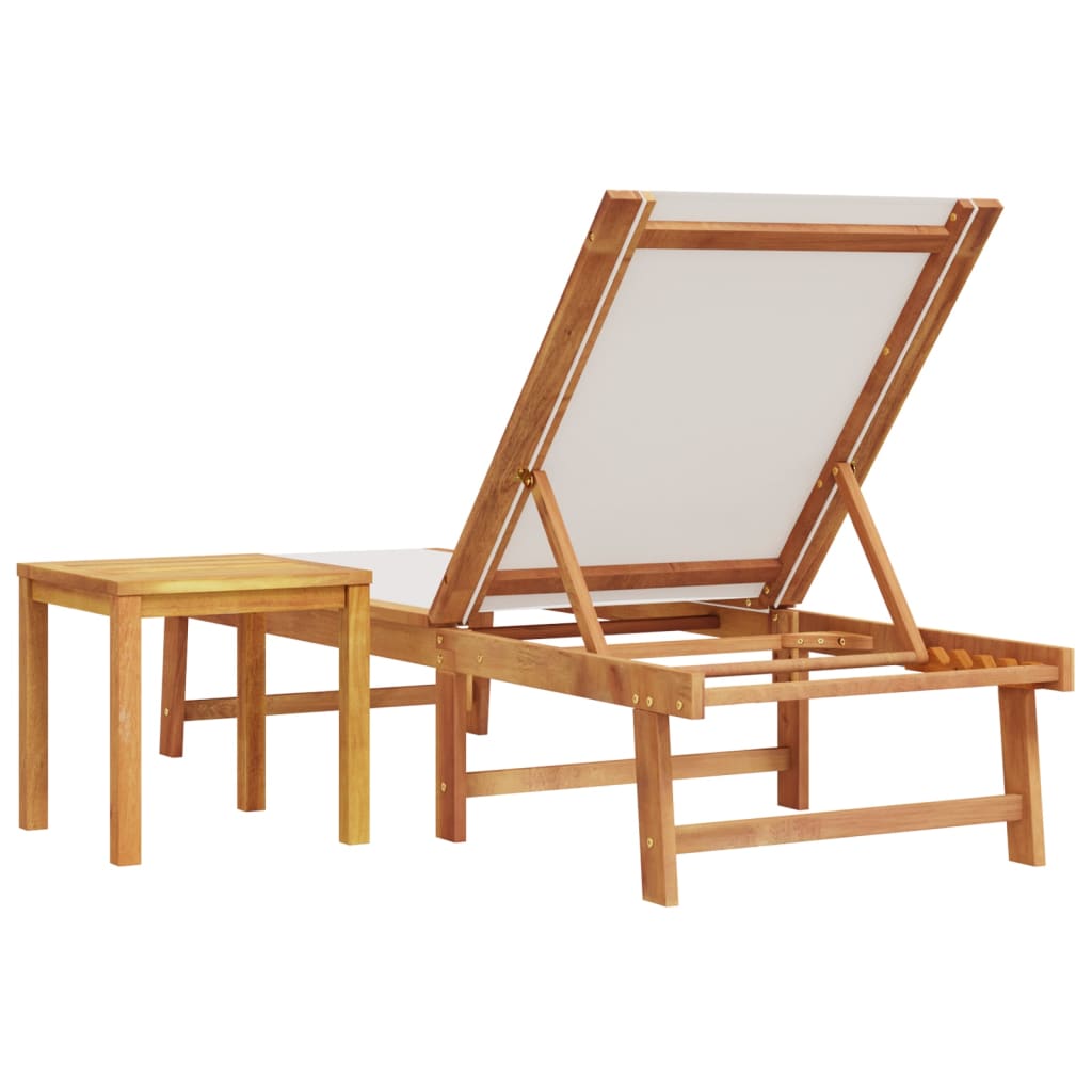 Ligbed met tafel massief acaciahout en textileen grijs is nu te koop bij PeponiXL, paradijselijk wonen!