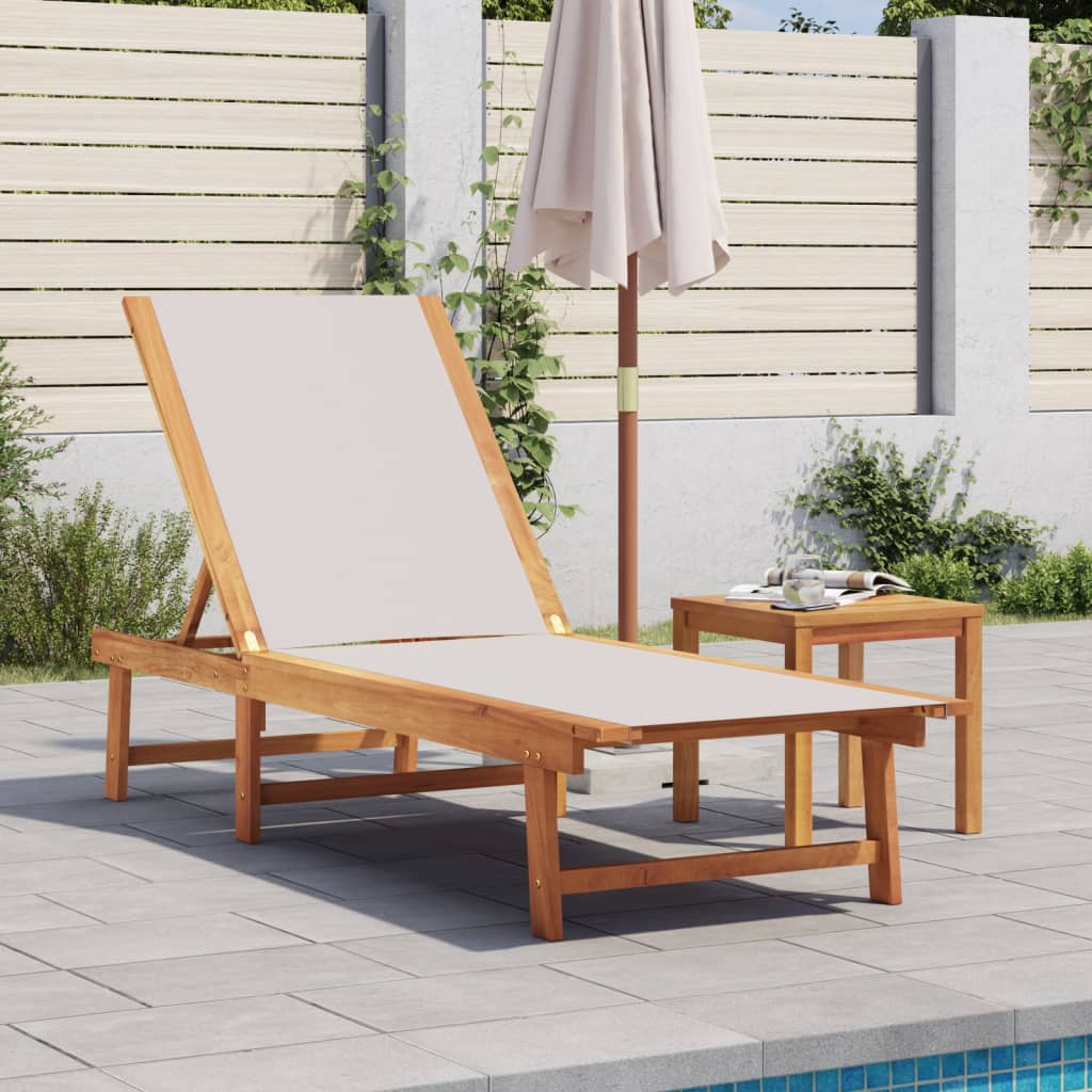 Ligbed met tafel massief acaciahout en textileen grijs is nu te koop bij PeponiXL, paradijselijk wonen!