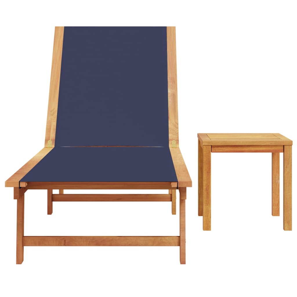 Ligbed met tafel massief acaciahout en textileen blauw is nu te koop bij PeponiXL, paradijselijk wonen!