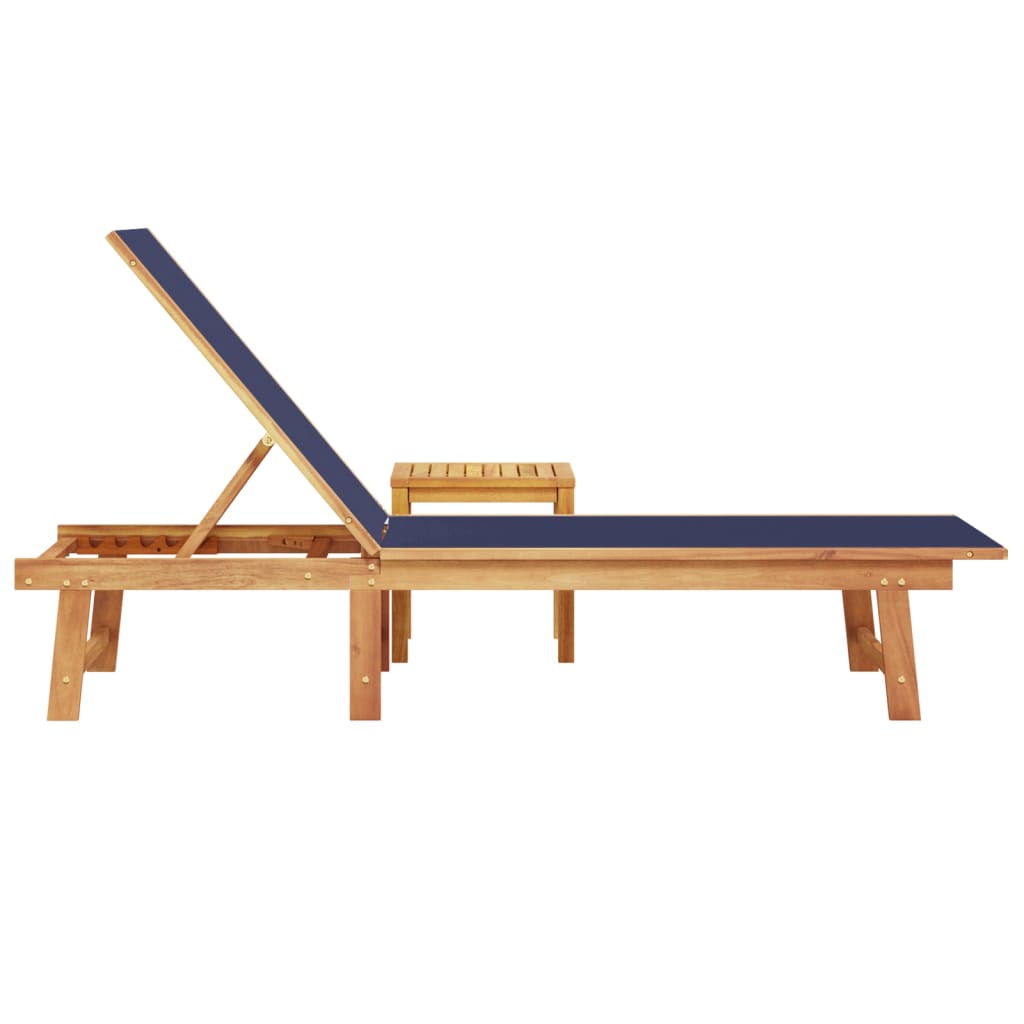 Ligbed met tafel massief acaciahout en textileen blauw is nu te koop bij PeponiXL, paradijselijk wonen!