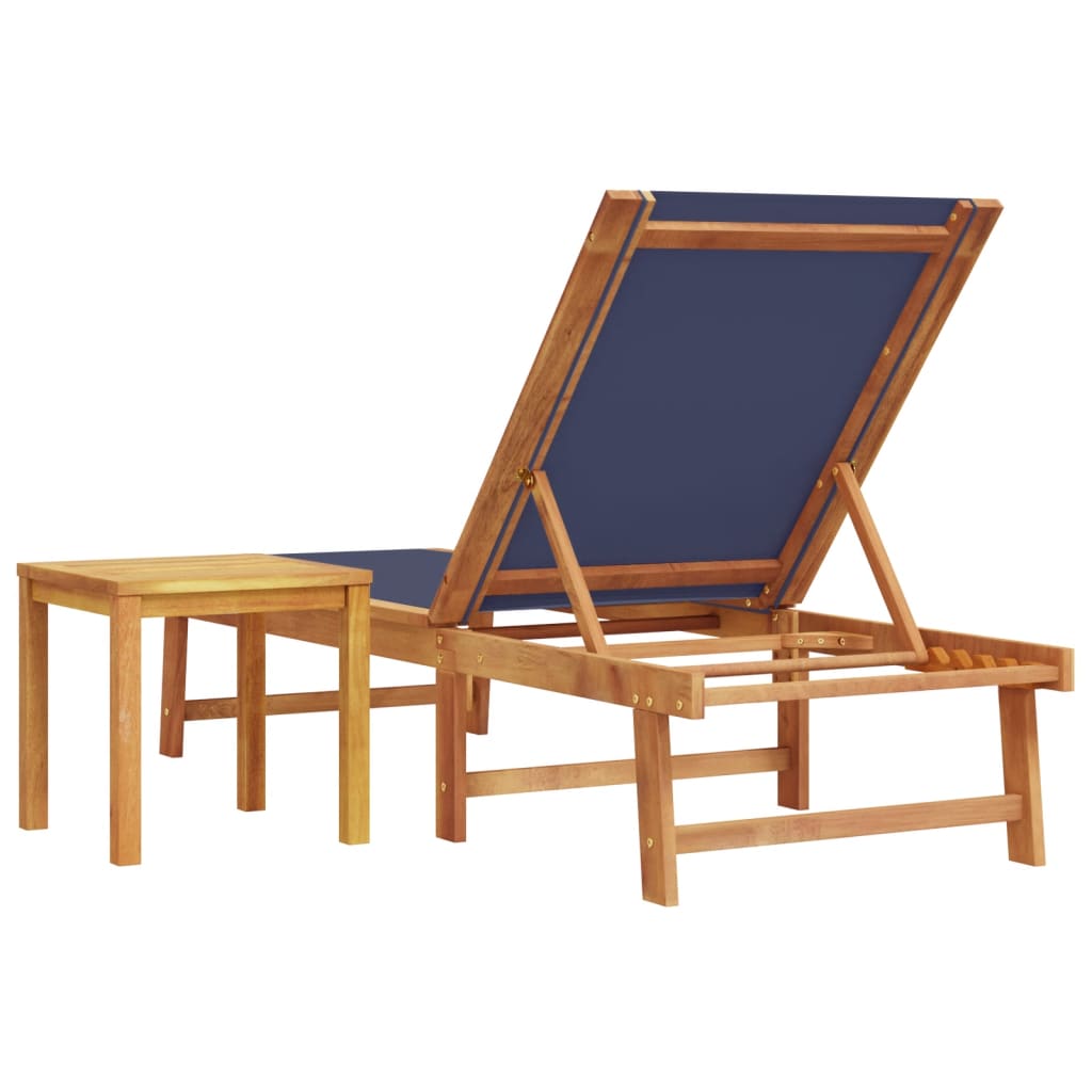 Ligbed met tafel massief acaciahout en textileen blauw is nu te koop bij PeponiXL, paradijselijk wonen!