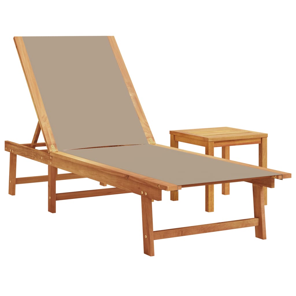 Ligbed met tafel massief acaciahout en textileen taupe is nu te koop bij PeponiXL, paradijselijk wonen!