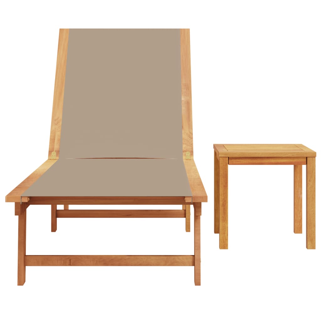 Ligbed met tafel massief acaciahout en textileen taupe is nu te koop bij PeponiXL, paradijselijk wonen!