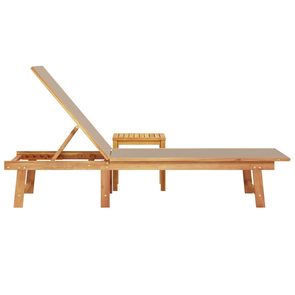 Ligbed met tafel massief acaciahout en textileen taupe is nu te koop bij PeponiXL, paradijselijk wonen!